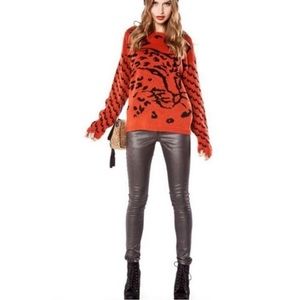 Minkpink orange leopard sweater size medium